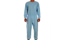 Görseli galeri görüntüleyiciye yükleyin, Caretex EH-002 Alzheimer ve Demans Hastaları İçin Bacak Fermuarlı Erkek Hasta Bakım Tulumu