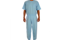 Görseli galeri görüntüleyiciye yükleyin, Caretex EH-003 Alzheimer ve Demans Hastaları İçin Bacak Fermuarlı Erkek Hasta Bakım Tulumu