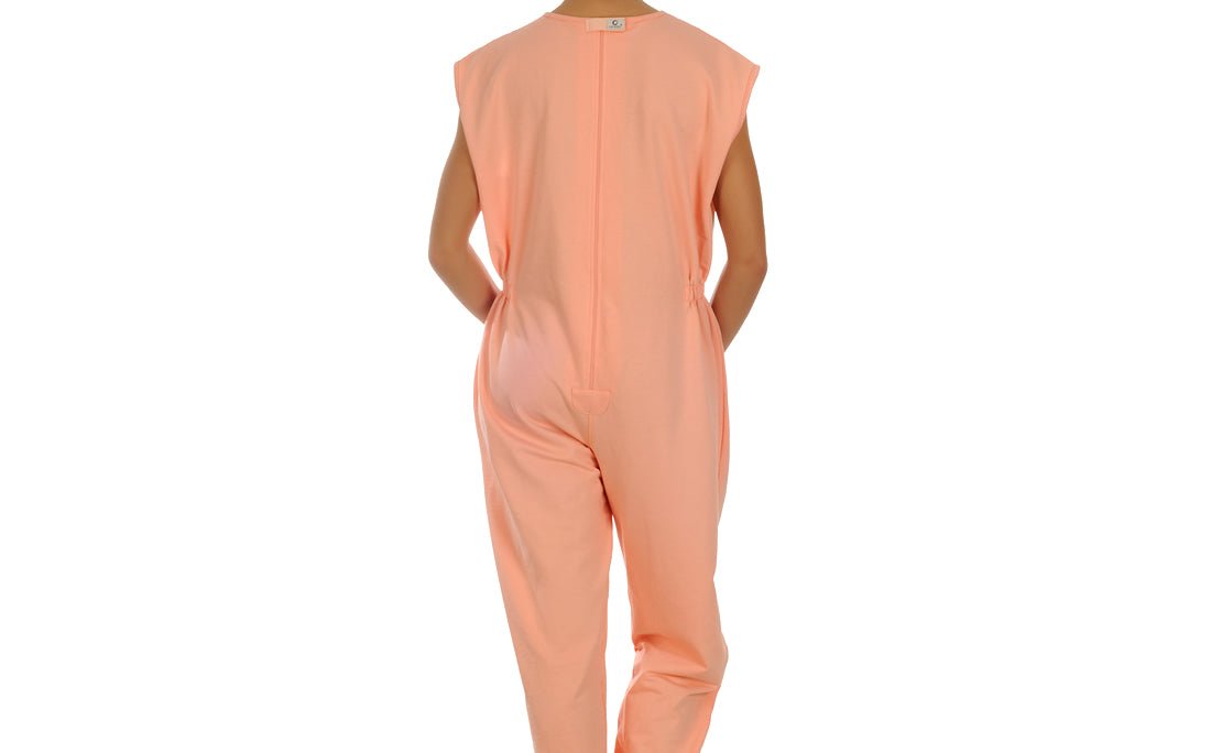 Caretex BH - 03 Alzheimer ve Demans Hastaları İçin Sırt Fermuarlı Kadın Hasta Bakım Tulumu - Medtex by Texmart