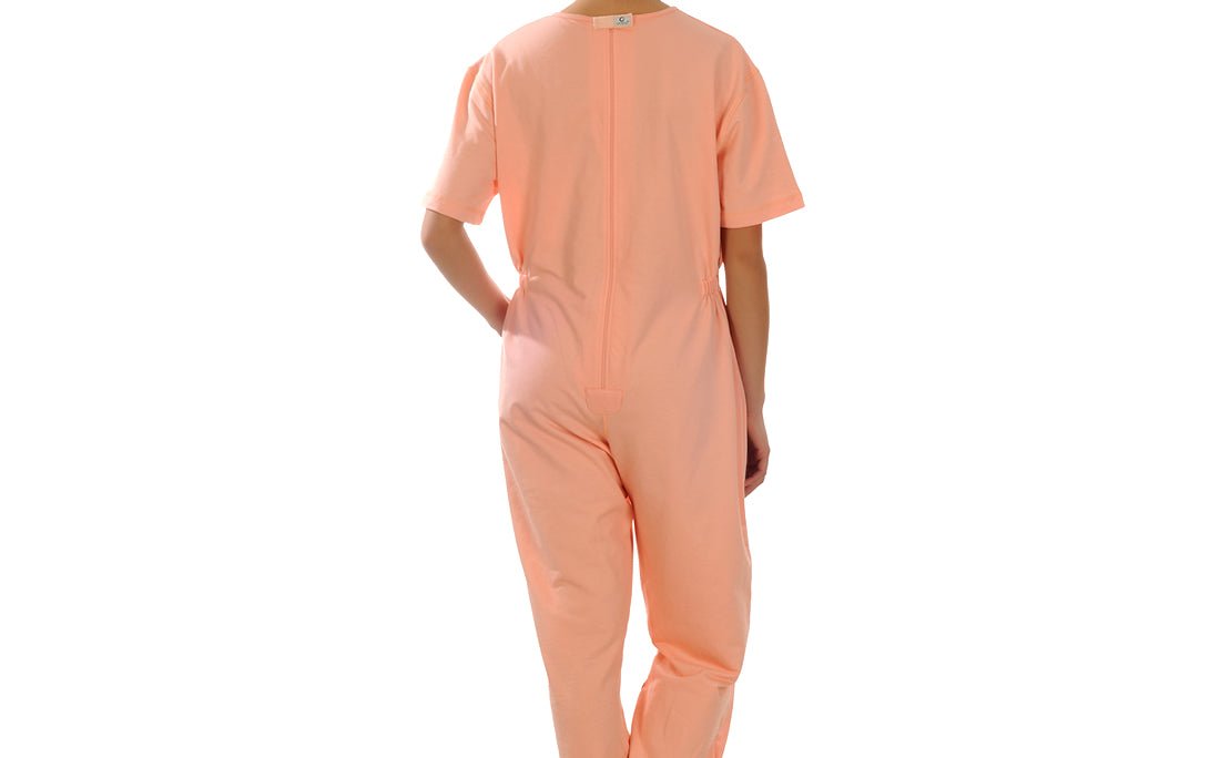 Caretex BH - 04 Alzheimer ve Demans Hastaları İçin Sırt Fermuarlı Kadın Hasta Bakım Tulumu - Medtex by Texmart