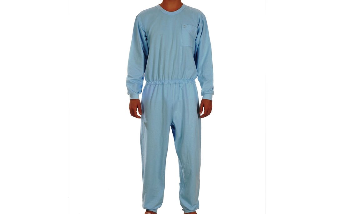 Caretex EH - 002 Alzheimer ve Demans Hastaları İçin Bacak Fermuarlı Erkek Hasta Bakım Tulumu - Medtex by Texmart