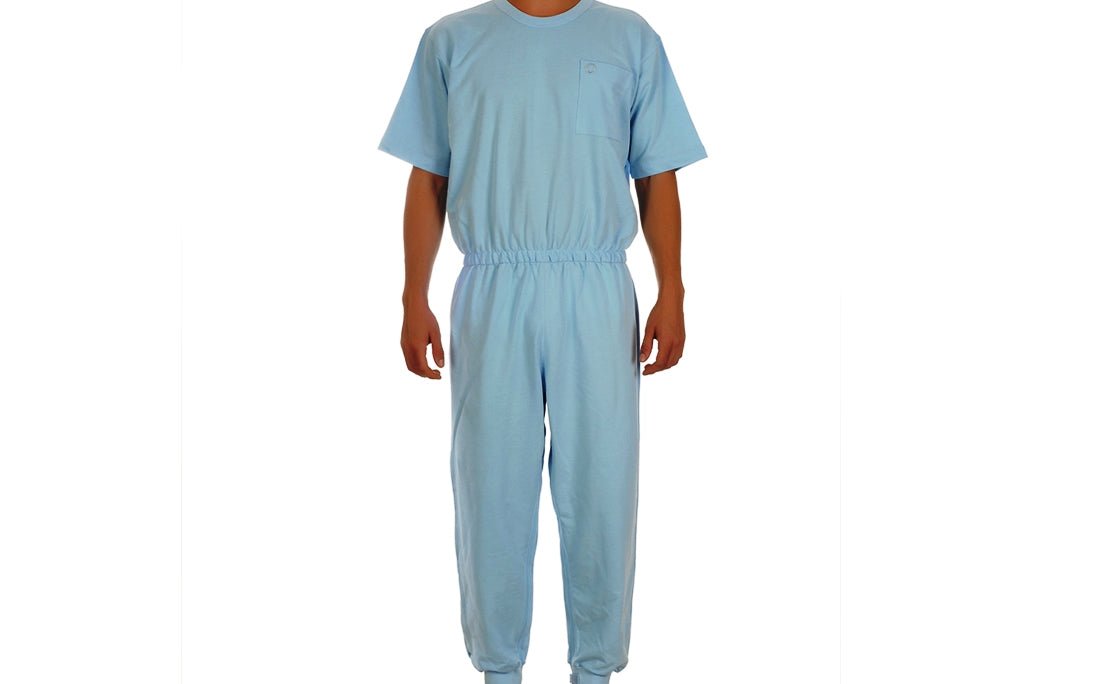 Caretex EH - 003 Alzheimer ve Demans Hastaları İçin Bacak Fermuarlı Erkek Hasta Bakım Tulumu - Medtex by Texmart