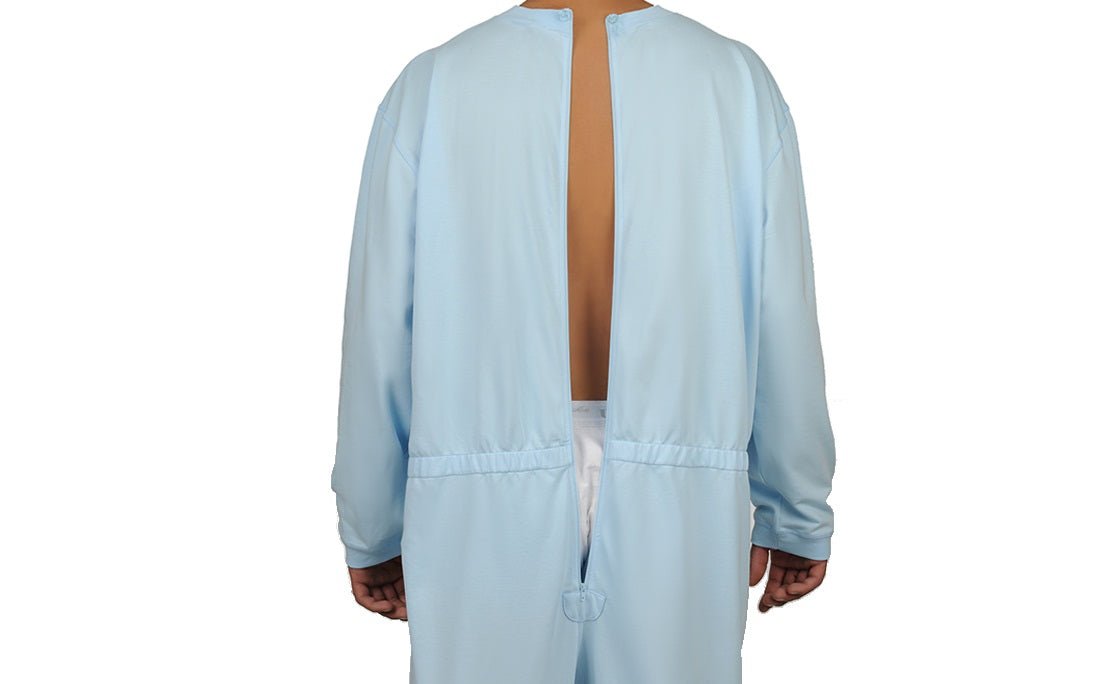 Caretex EH - 30 Alzheimer ve Demans Hastaları İçin Sırt ve Bacak Fermuarlı Erkek Hasta Bakım Tulumu - Medtex by Texmart