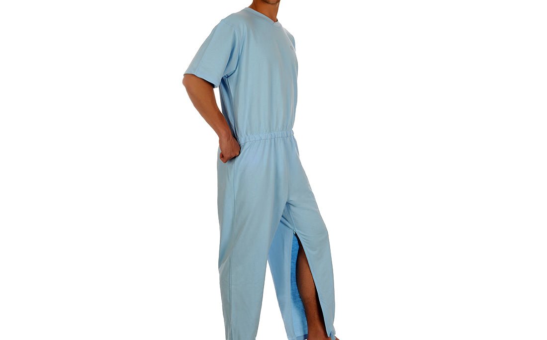 Caretex EH - 30 F Alzheimer ve Demans Hastaları İçin Sırt ve Bacak Fermuarlı Erkek Hasta Bakım Tulumu - Medtex by Texmart