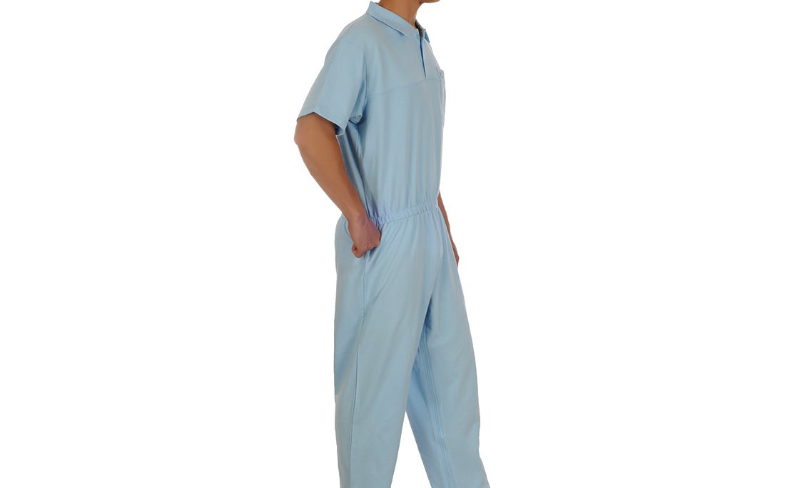 Caretex EH - 39 Alzheimer ve Demans Hastaları İçin Bacak Fermuarlı Erkek Hasta Bakım Tulumu - Medtex by Texmart