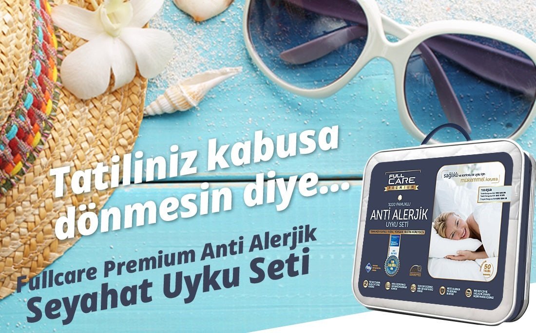 Caretex FullCare Premium %100 Pamuklu, Antialerjik ve Sıvı Geçirmez Tek Kişilik Seyahat Uyku Seti - Medtex by Texmart